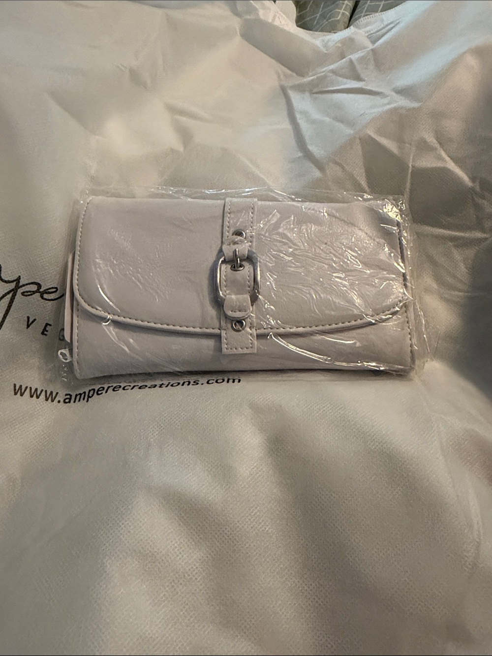 Women's Light Gray Buckle Clutch Wallet